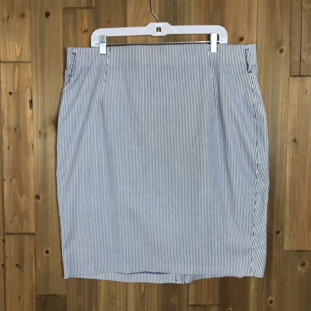 Lane Bryant Womens Striped Blue White Belted Pencil Skirt Sz 22 - Picture 3 of 15
